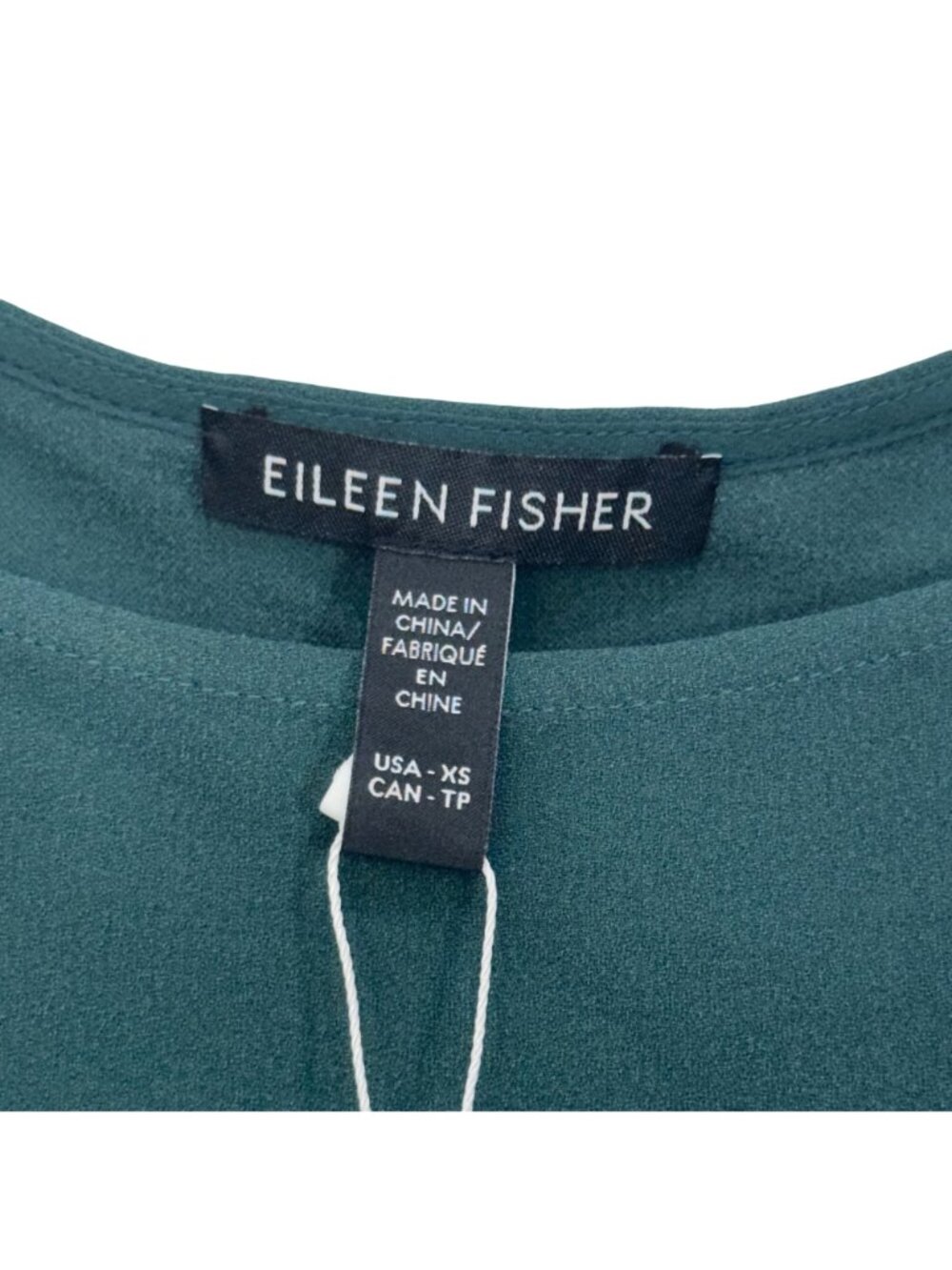 Eileen Fisher Sleeveless Hi-low 100% Silk Georgette Crepe Top Deep Teal Size XS - Picture 2 of 10